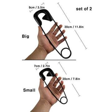 Metal Safety Pins Wall Decor by CYSCOMMA - 3D Safety Pins for Laundry Room Home Wall Decoration - Indoor and Outdoor Wall Sculptures Art – Durable and Easy to Hang Large Safety Pins - Set of 2