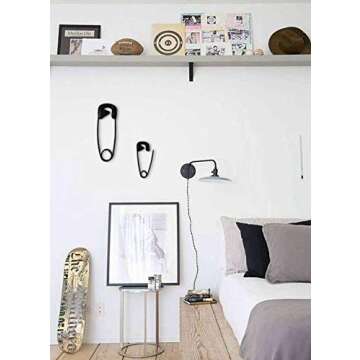 Metal Safety Pins Wall Decor by CYSCOMMA - 3D Safety Pins for Laundry Room Home Wall Decoration - Indoor and Outdoor Wall Sculptures Art – Durable and Easy to Hang Large Safety Pins - Set of 2