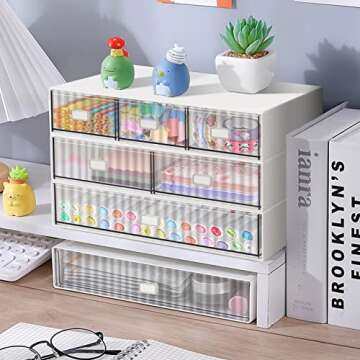 3 Tier Stackable Desk Organizer with 6 Drawers - Stylish and Versatile