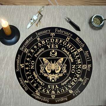 Golgner 9.8in Butterfly Wooden Pendulum Board Dowsing Divination with Crystal Dowsing Pendulum Necklace, Metaphysical Message Board, Wooden Carven Board, Witchcraft Wiccan Altar Supplies Kit