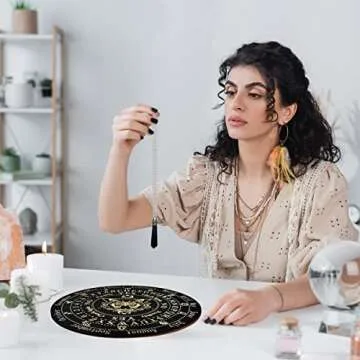 Golgner 9.8in Butterfly Wooden Pendulum Board Dowsing Divination with Crystal Dowsing Pendulum Necklace, Metaphysical Message Board, Wooden Carven Board, Witchcraft Wiccan Altar Supplies Kit