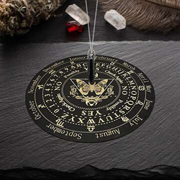 Golgner 9.8in Butterfly Wooden Pendulum Board Dowsing Divination with Crystal Dowsing Pendulum Necklace, Metaphysical Message Board, Wooden Carven Board, Witchcraft Wiccan Altar Supplies Kit