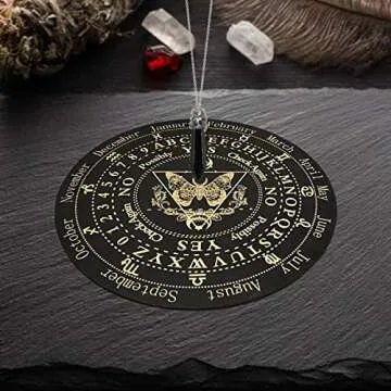 Golgner 9.8in Butterfly Wooden Pendulum Board Dowsing Divination with Crystal Dowsing Pendulum Necklace, Metaphysical Message Board, Wooden Carven Board, Witchcraft Wiccan Altar Supplies Kit
