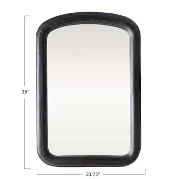 Creative Co-Op 35 Inches Mango Wood Framed Wall Mirror - Matte Black