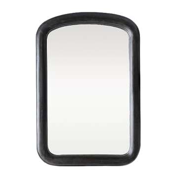 Creative Co-Op 35" Mango Wood Wall Mirror in Matte Black