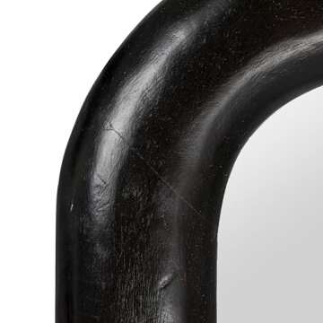 Creative Co-Op 35" Mango Wood Wall Mirror in Matte Black