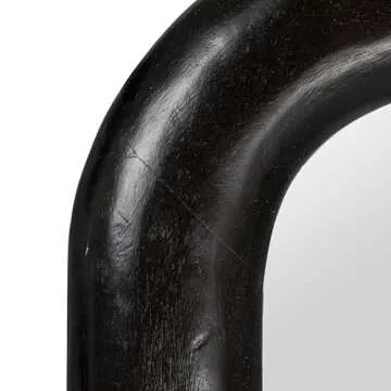 Creative Co-Op 35" Mango Wood Wall Mirror in Matte Black