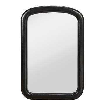 Creative Co-Op 35" Mango Wood Wall Mirror in Matte Black