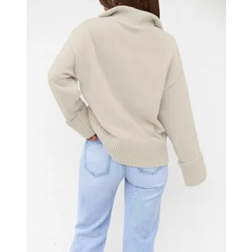 ZESICA Women's Stylish 1/4 Zip Pullover Sweater