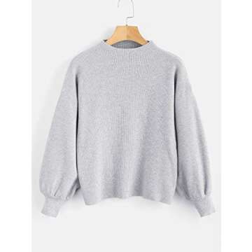 ZAFUL Women's Drop Shoulder Lantern Sleeve Pullover Sweater