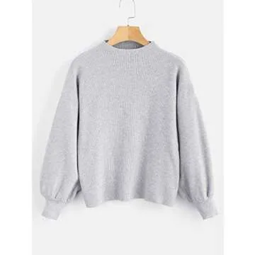 ZAFUL Women's Drop Shoulder Lantern Sleeve Pullover Sweater