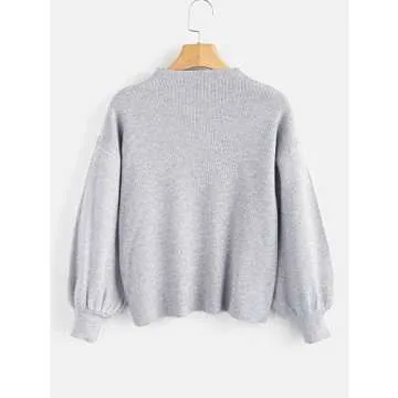 ZAFUL Women's Drop Shoulder Lantern Sleeve Pullover Sweater
