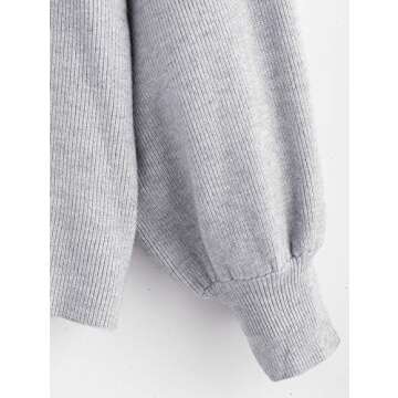 ZAFUL Women's Drop Shoulder Lantern Sleeve Pullover Sweater