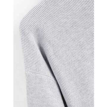 ZAFUL Women's Drop Shoulder Lantern Sleeve Pullover Sweater