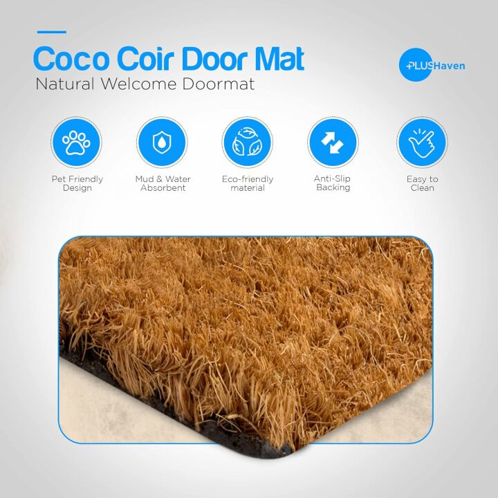 Durable 17.5" x 30" Coco Coir Welcome Mat