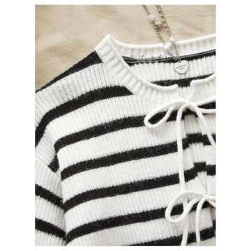 WDIRARA Striped Tie Front Cardigan - Casual Stylish Women's Sweater