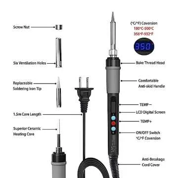 Imdinnogo 3D Printer Accessories Tool Kit Modify Finishing Smoothing Tool Cleaning Needle Scarper: 1Pcs Soldering Iron with 8Pcs Brass Trimming Head 1Pcs Connector Bczamd