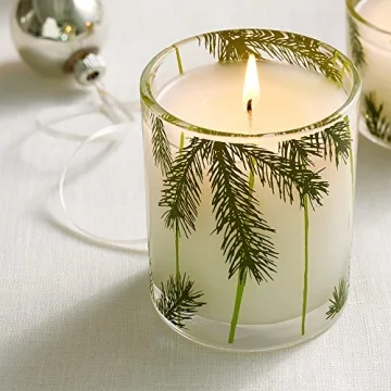 Thymes Frasier Fir Pine Needle Candles for Home Scented - Notes of Crisp Siberian Fir, Cedarwood & Sandalwood - Holiday Pine Candle - Home Decor Gifts for Women & Men (6.5 oz)