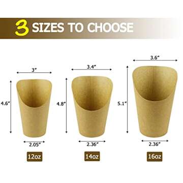 CAMKYDE 50 Pcs French Fries Holder, 12oz Disposable Paper French Fry Cups Charcuterie Cups for all O...