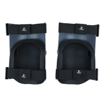 Zeluga 15-396 Heavy Duty Knee Pads with Anti-slip Strong Double Straps, Ultraflex Work Knee Foam Padding Pads, Safety for Indoor and Outdoor Use, Gray/Black