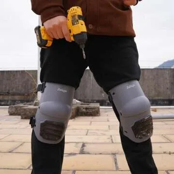 Zeluga 15-396 Heavy Duty Knee Pads with Anti-slip Strong Double Straps, Ultraflex Work Knee Foam Padding Pads, Safety for Indoor and Outdoor Use, Gray/Black