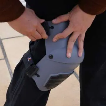 Zeluga 15-396 Heavy Duty Knee Pads with Anti-slip Strong Double Straps, Ultraflex Work Knee Foam Padding Pads, Safety for Indoor and Outdoor Use, Gray/Black