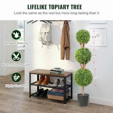 VEVOR Artificial Boxwood Topiary Tree, 48 inch Tall (2 Pieces), Triple Ball-Shaped Faux Topiary Tree...