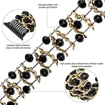 Compatible for Apple Watch Bling Beaded Bracelet Band,Fohuas Luxury Crystal Beads Pearl iWatch 38mm 40mm 41mm 42mm 44mm 45mm Fashion Metal Chain Elastic Stretch Jewelry Bangle Strap for Women Girl
