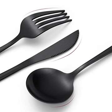 Matte Black Silverware Set 30 Pieces for 6 - Elegant Cutlery