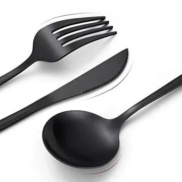 Matte Black Silverware Set 30 Pieces for 6 - Elegant Cutlery