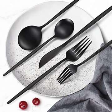 Matte Black Silverware Set 30 Pieces for 6 - Elegant Cutlery