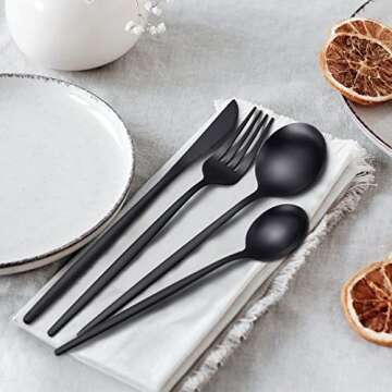 Matte Black Silverware Set 30 Pieces for 6 - Elegant Cutlery