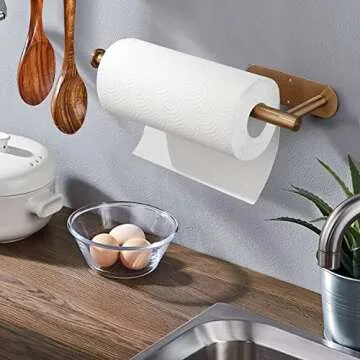 Paper Towel Holders,Paper Towels Rolls - for Kitchen,Paper Towels Bulk- Self-Adhesive Under Cabinet,Both Available in Adhesive and Screws,Stainless Steel Paper Towel Holder(Rose Gold)
