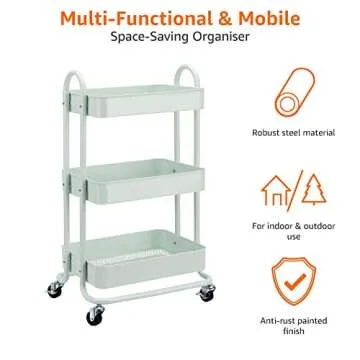 Amazon Basics 3-Tier Rolling Utility or Kitchen Cart - Mint Green