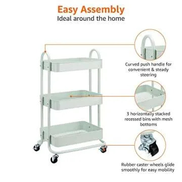 Amazon Basics 3-Tier Rolling Utility or Kitchen Cart - Mint Green