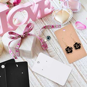 Coopay 150 Pieces Earring Display Card Earring Card Holder Blank Kraft Paper Tags for DIY Ear Studs and Earrings Jewelry Making Display & Packaging Supplies in Black, Brown and White, 3.5 x 2 Inches