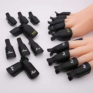 Akstore 20 PCS Nail Polish Remover Clips,Toenail and Finger Gel Nail Polish Remover Clips Acrylic Nail Art Soak Off Clip Caps (Black)