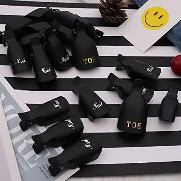 Akstore 20 PCS Nail Polish Remover Clips,Toenail and Finger Gel Nail Polish Remover Clips Acrylic Nail Art Soak Off Clip Caps (Black)