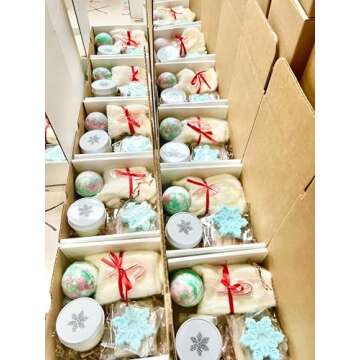 Beets and Apples Christmas Gift Basket for Women Holiday Spa Set Soap Candle Gifts for Her, Mom, Winter Spa Gift Set, Tea, Soap Candle Gift Set, Christmas Gift Set, Handmade in USA (Christmas)