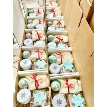 Beets and Apples Christmas Gift Basket for Women Holiday Spa Set Soap Candle Gifts for Her, Mom, Winter Spa Gift Set, Tea, Soap Candle Gift Set, Christmas Gift Set, Handmade in USA (Christmas)