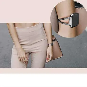 bayite Bling Bands Compatible with Fitbit Versa/Versa 2 Band for Women, Stainless Steel Metal Jewelry Bracelet Bangle Wristband, Black