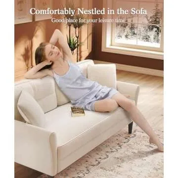 Kidirect 69" White Couch, Loveseat Sofa, Couches for Living Room, Comfy Sofas for Living Room 3min No Tool Fast Assembly, Small Couch for Bedroom, Modern Velvet Sofa Couch for Apartment Office