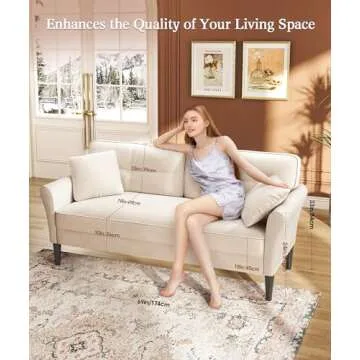 Kidirect 69" White Couch, Loveseat Sofa, Couches for Living Room, Comfy Sofas for Living Room 3min No Tool Fast Assembly, Small Couch for Bedroom, Modern Velvet Sofa Couch for Apartment Office