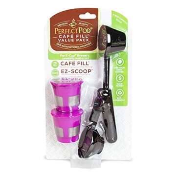 Cafe Fill Value Pack by Perfect Pod - Reusable K Cup Coffee Pod Filters & Scoop, Compatible with Keu...
