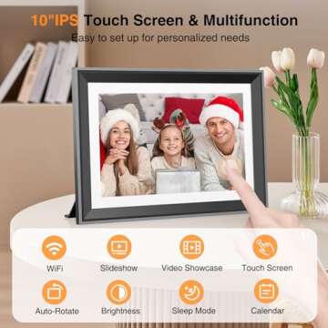 YAXTIFIU WiFi Digital Picture Frame 10 Inch Smart Digital Photo Frame Electronic with IPS Touch Screen, 16GB Storage, Auto-Rotate, Slideshow, Easy Setup to Share Photos or Videos via Free App