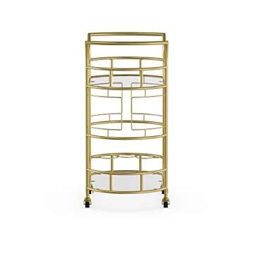 Kiebosi Eloab Metal and Glass Serving Bar Cart (Color : Gold)