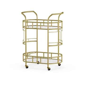Kiebosi Eloab Metal and Glass Serving Bar Cart (Color : Gold)