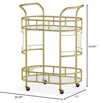 Kiebosi Eloab Metal and Glass Serving Bar Cart (Color : Gold)