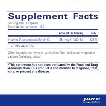Pure Encapsulations Vitamin D3 25 mcg (1,000 IU) - Supplement to Support Bone, Joint, Breast, Heart,...