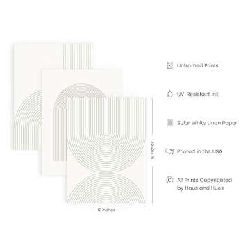 HAUS AND HUES Mid Century Wall Art Set of 3 Unframed